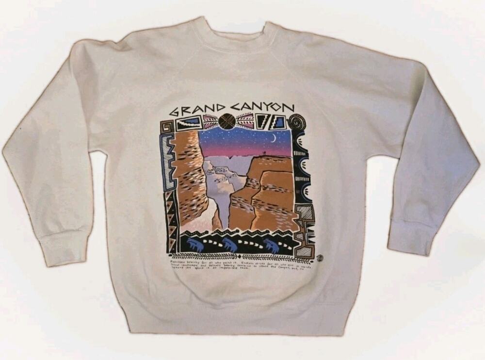 Vintage 90s Grand Canyon Sweatshirt Large Scenic Art Graphic Quote Fleece